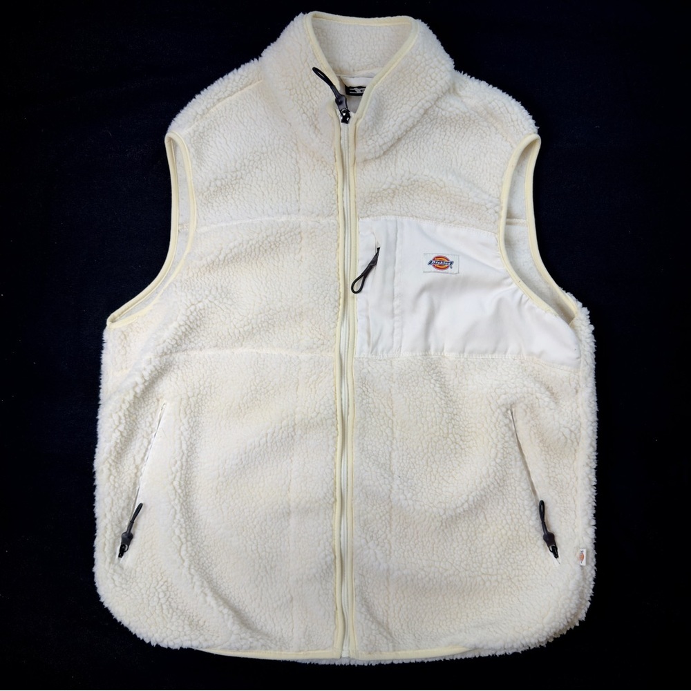 ⭐️ Dickies Workwear Ivory Cream White Sherpa Vest Mens Size L